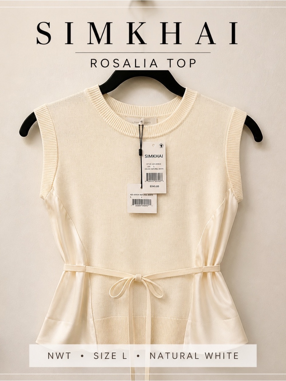 SIMKHAI Rosalia Tank Top in Natural White